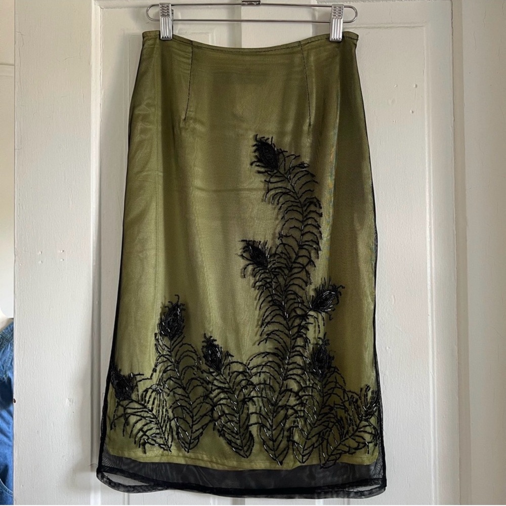 OBO: Sue Wong Olive Green Beaded Pencil Skirt - Picture 2 of 5
